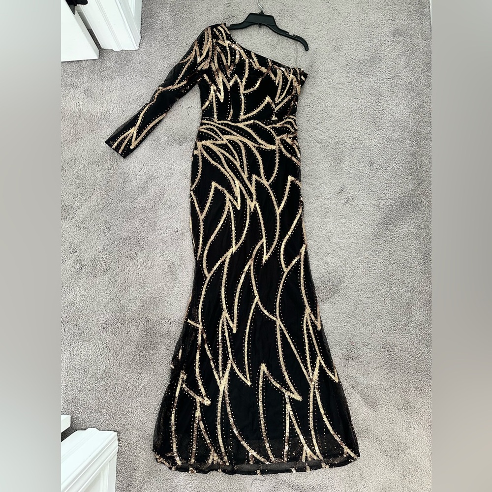 Like new rose gold one shoulder dress